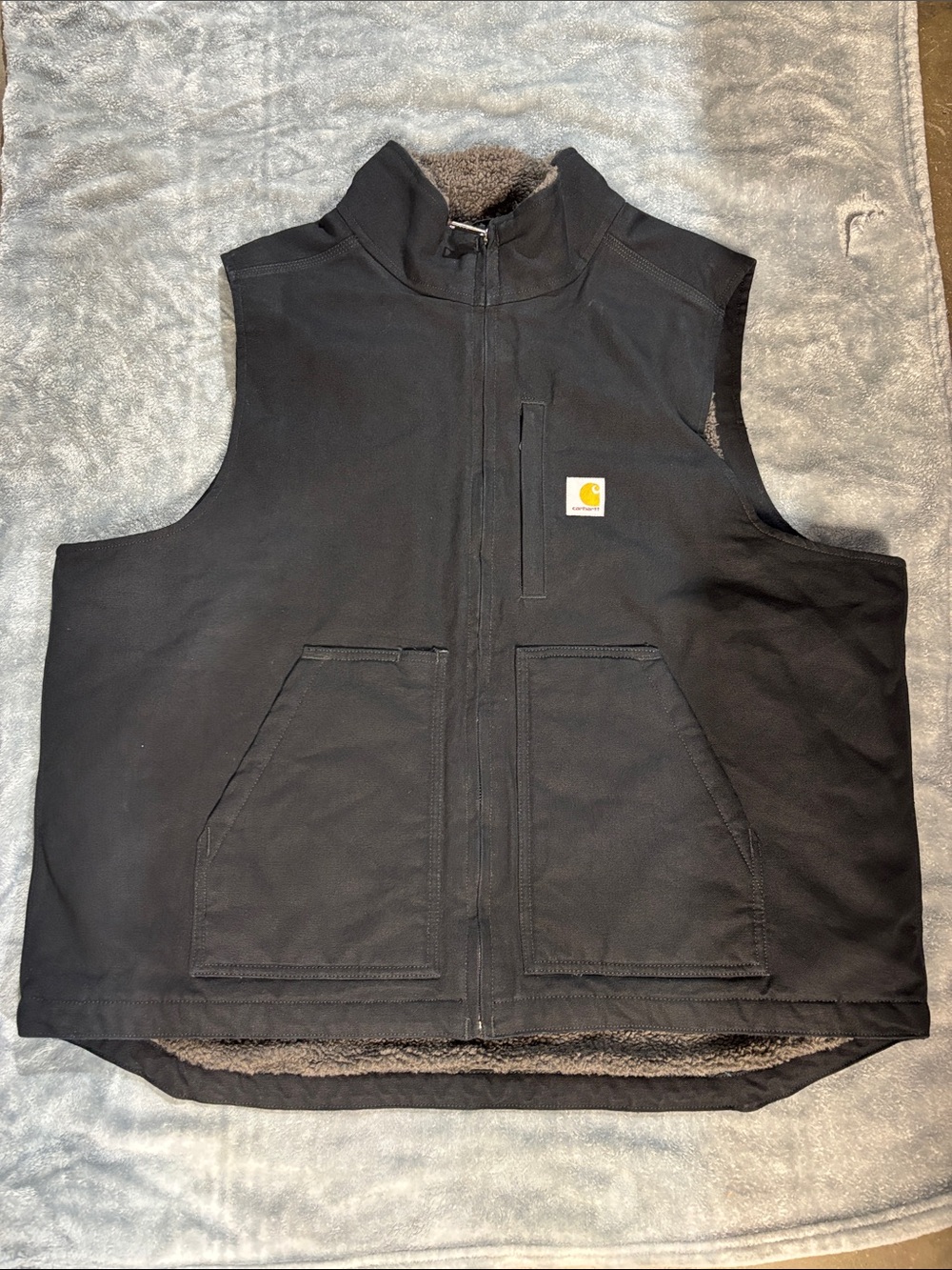 Carhartt Black Work Vest with Sherpa Collar Lining men’s XL